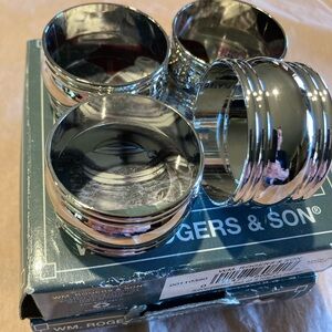 Rogers & Son Silver Plated Napkin Rings with Polished Finish and Circular Design